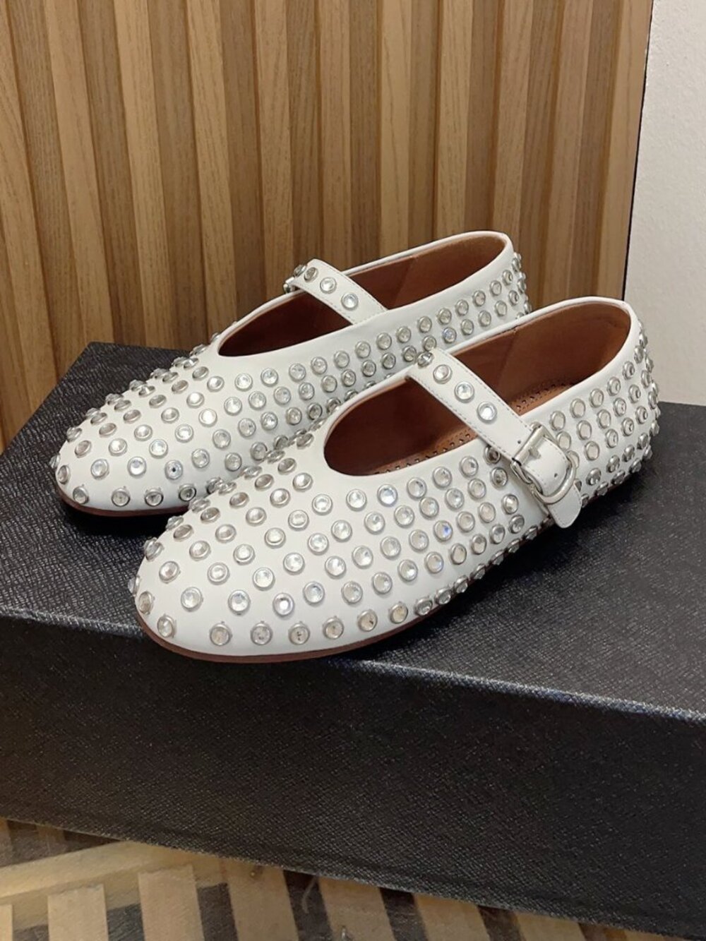 Alaïa Strass Ballet Flats - White